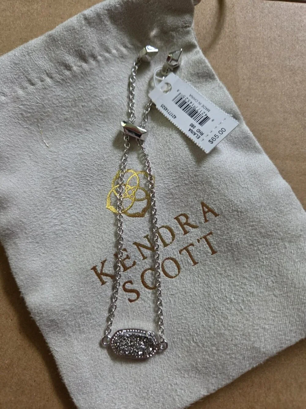 NWT! Kendra Scott Elaina Silver Drusy Chain Bracelet